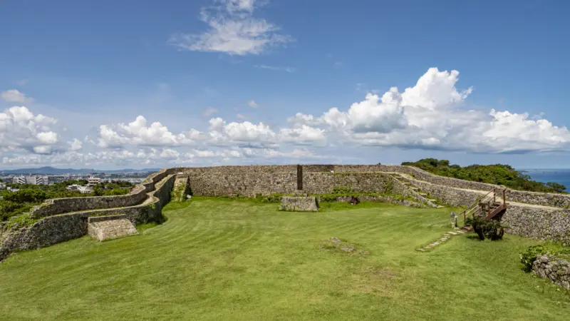 Nakagusuku Castle ruins amidst lush greenery