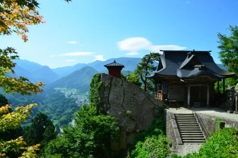 The iconic Yamadera Temple nestled in the mountains of Yamagata