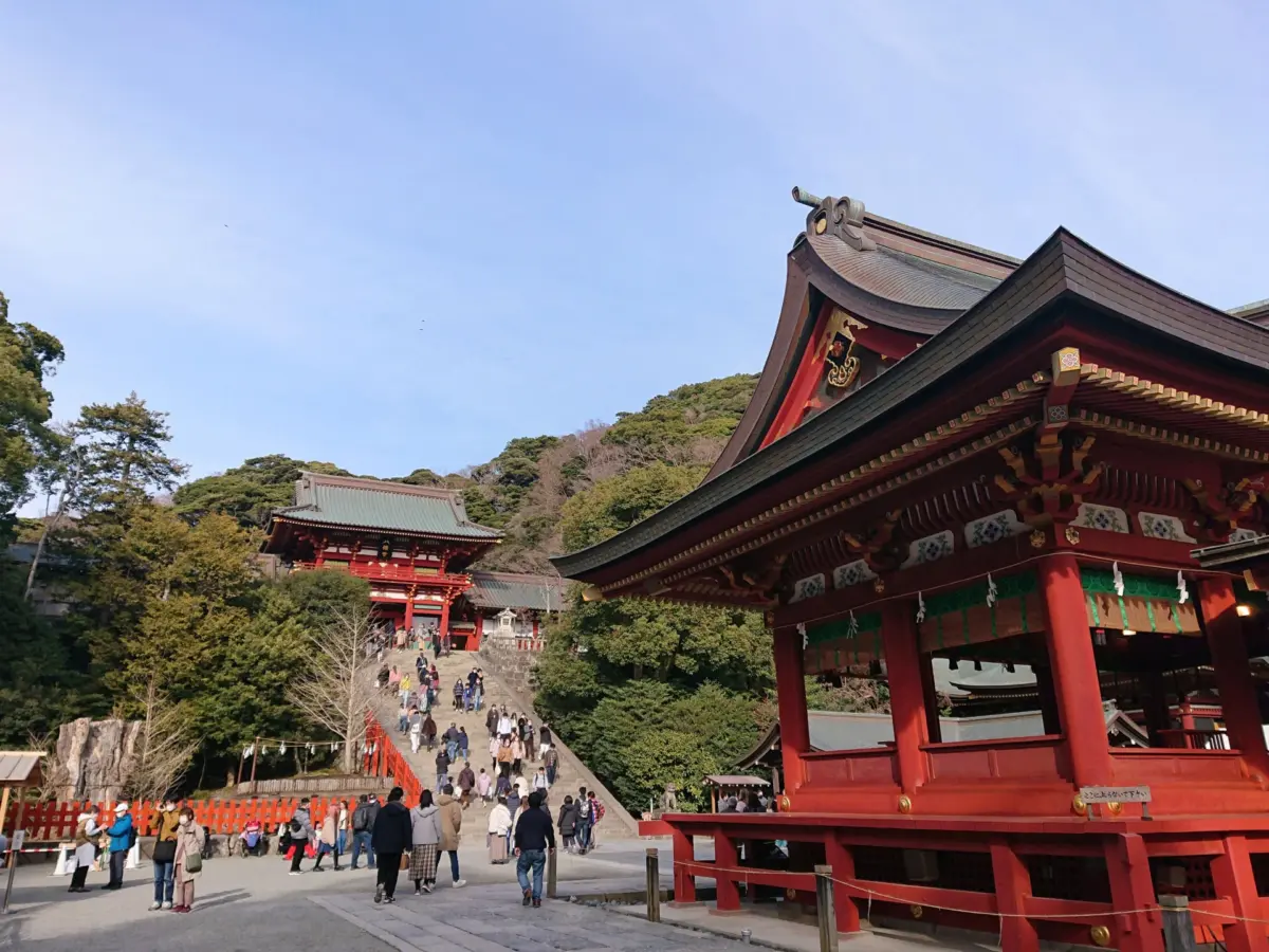 The main torii gate of Tsurugaoka Hachimangu Shrine in Kamakura.