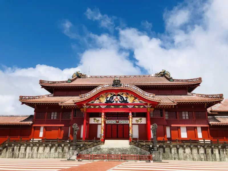 Shurijo Castle's historic red architecture