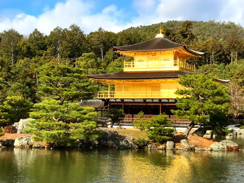 Kinkaku-ji temple reflected in a pond