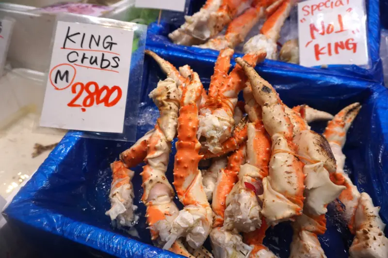 Fresh seafood at Kuromon Ichiba Market