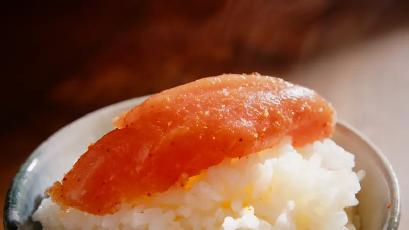 Spicy cod roe, known as Mentaiko, served in a dish