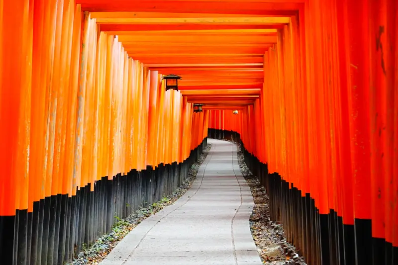 Red torii gates at Fushimi Inari Shrine in Kyoto