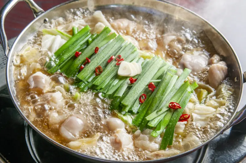 A hot pot of Motsunabe, a traditional Fukuoka dish