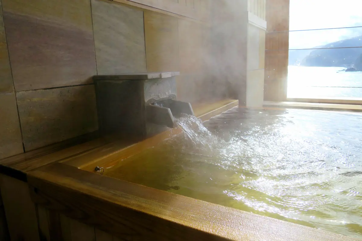 Natural hot spring bath at a Ryokan Japan