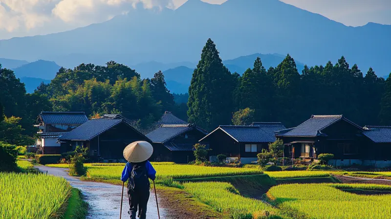 Male traveler exploring rural Japan during a solo journey