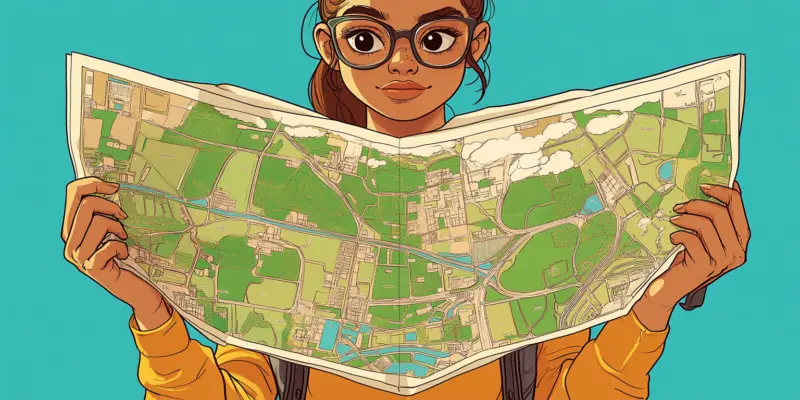 A woman unfolds a map and makes a plan.