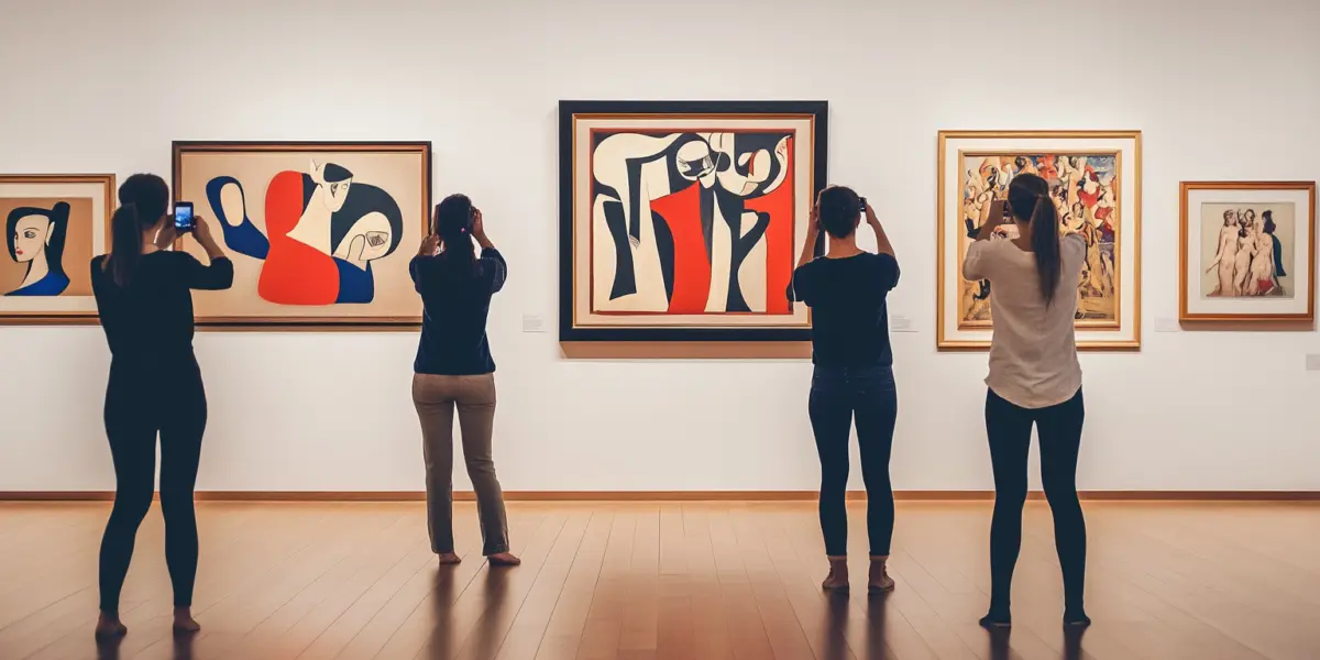 Traveler taking photos at an art museum during solo travel in Japan