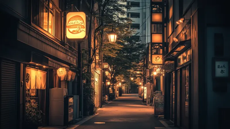 A quiet Japanese alley at night, perfect for solo travel in Japan