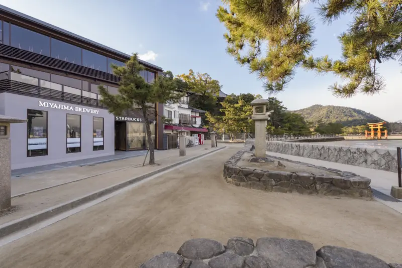 Itsukushima Omotesando Starbucks with views of the Seto Inland Sea