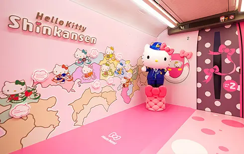 Interior of the Hello Kitty Shinkansen