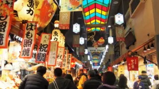 A bustling crowd at Nishiki Market