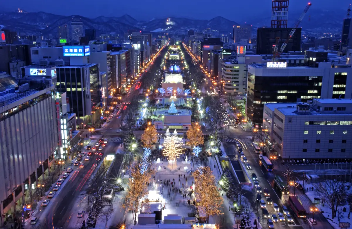A snowy sculpture at Odori Park during the Sapporo Snow Festival