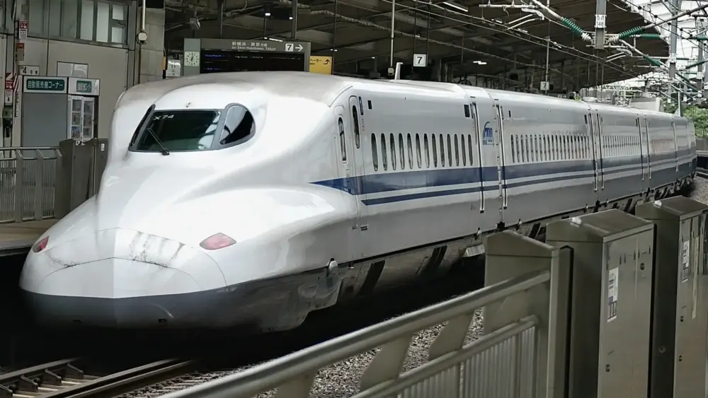 Hikari Shinkansen at a station, covered by the Japan Rail Pass