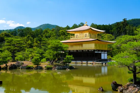 Kinkakuji, the Golden Pavilion, reflecting beautifully in a serene pond.