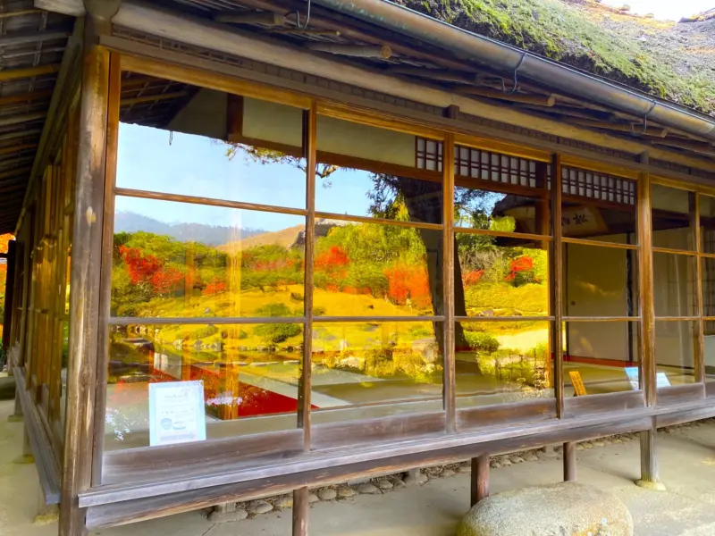 Traditional tea house in the front section of Isuien Garden in Nara.