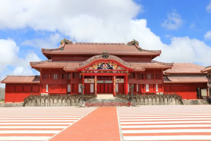 The iconic Shurijo Castle in Okinawa, showcasing Ryukyu architecture and panoramic views of Naha City