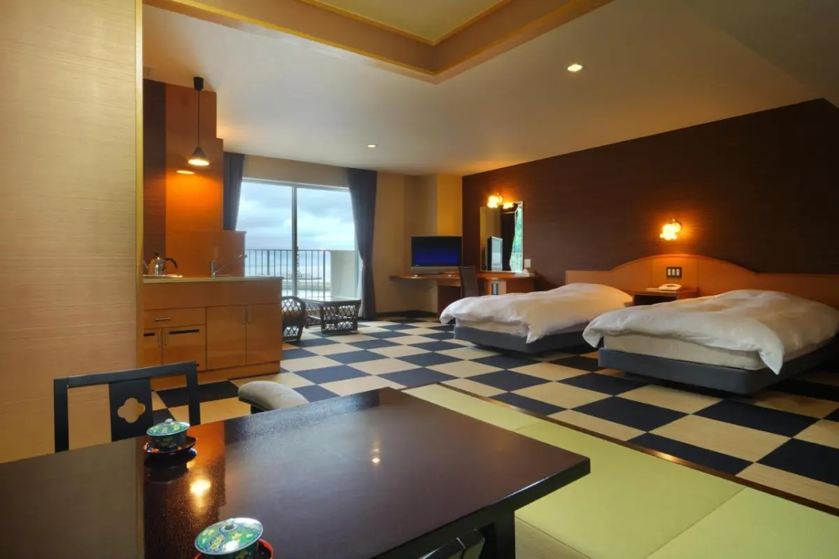 Shiretoko Noble Hotel with modern amenities and an onsen overlooking the Okhotsk Sea, perfect for mid-range travelers.