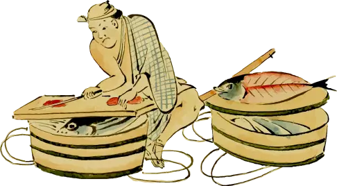 An illustration of traditional Japanese cuisine during the Heian period