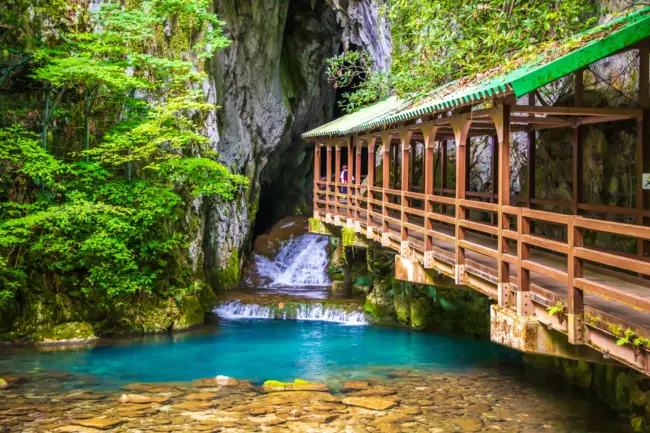 Stunning limestone formations inside Akiyoshido Cave, Japan's largest limestone cave in Yamaguchi