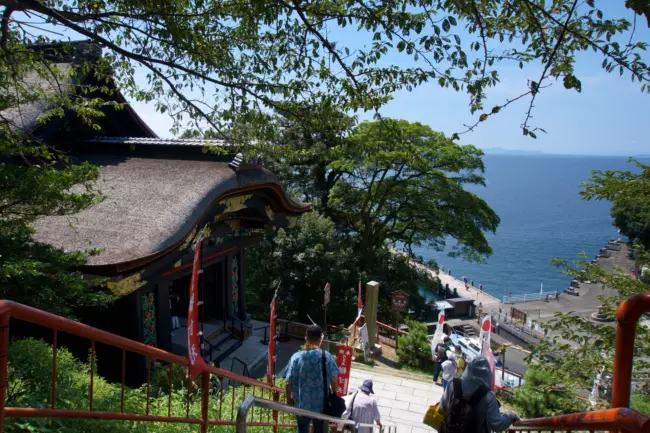 Chikubu Island on Lake Biwa, featuring ancient shrines, temples, and cherry blossoms