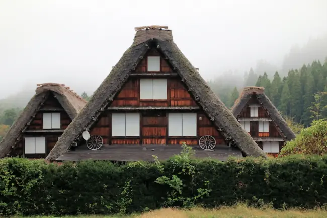 The traditional gassho-zukuri houses of Shirakawa-go, a UNESCO World Heritage site.