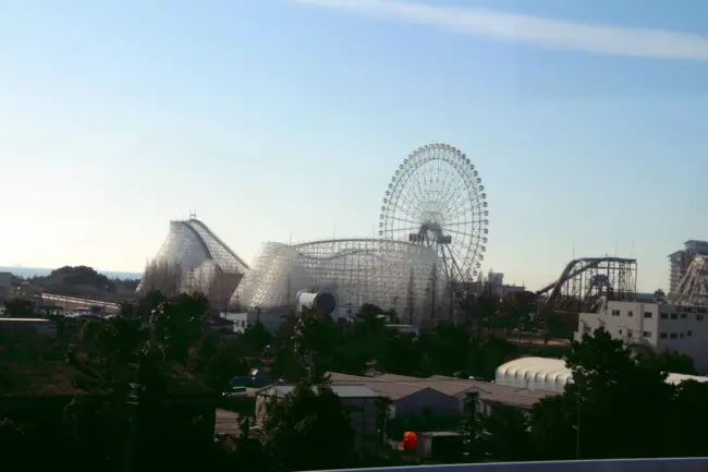 Nagashima Spa Land amusement park with thrilling roller coasters and water attractions in Mie, Japan.