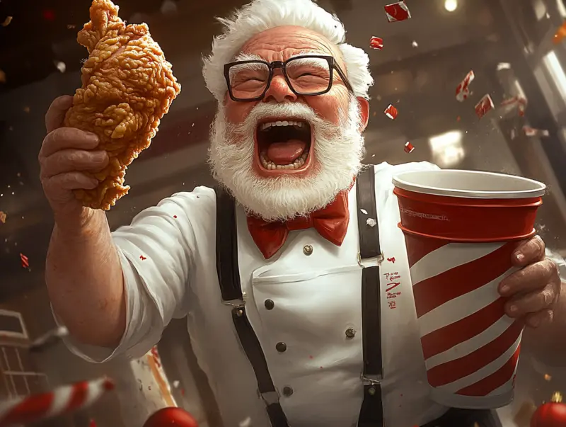  KFC and Christmas decorations displayed in a Japanese store.