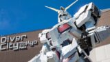Life-sized Unicorn Gundam statue in Odaiba, Tokyo.