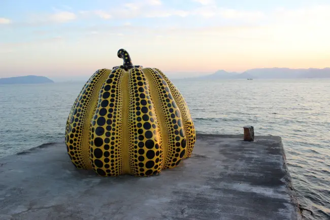 The Yellow Pumpkin sculpture by Yayoi Kusama on Naoshima Island, Japan’s Art Island