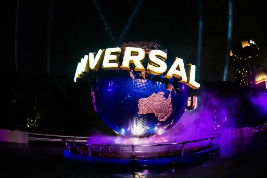 The grand entrance of Universal Studios Japan, featuring iconic movie-themed decorations.