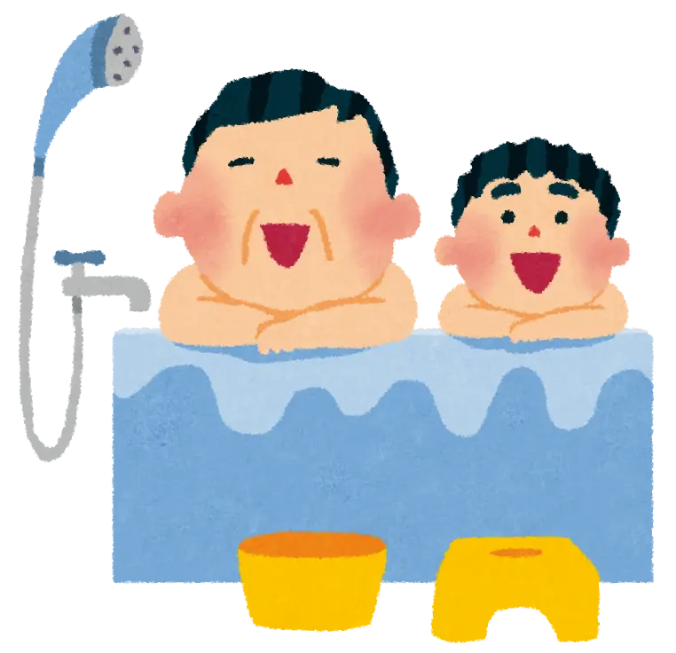 A family enjoying a traditional Japanese bath together
