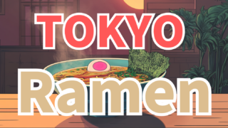 A Japanese ramen chef preparing a steaming bowl in a cozy Tokyo shop at night.