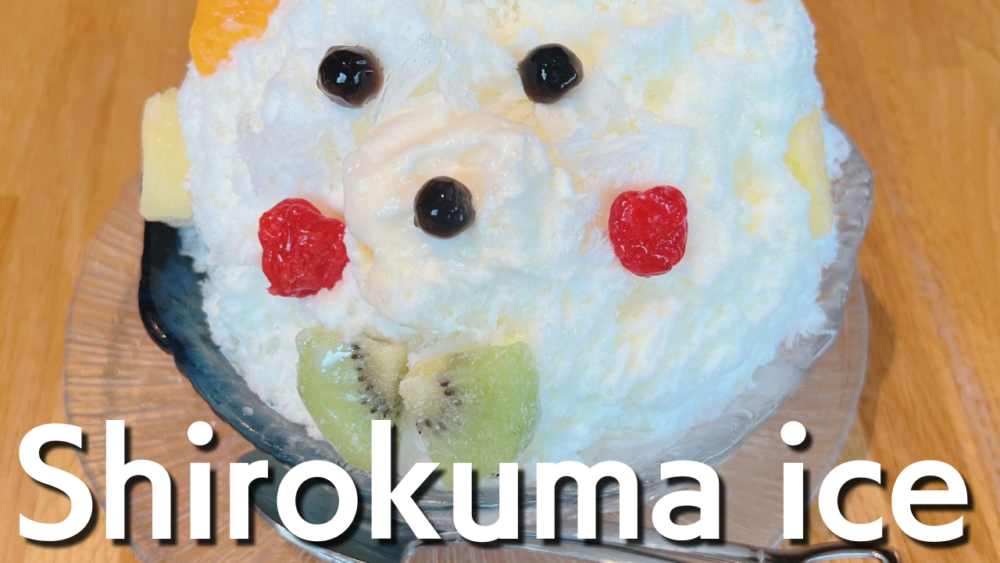 A bowl of Shirokuma Ice, a famous Japanese shaved ice dessert from Kagoshima.