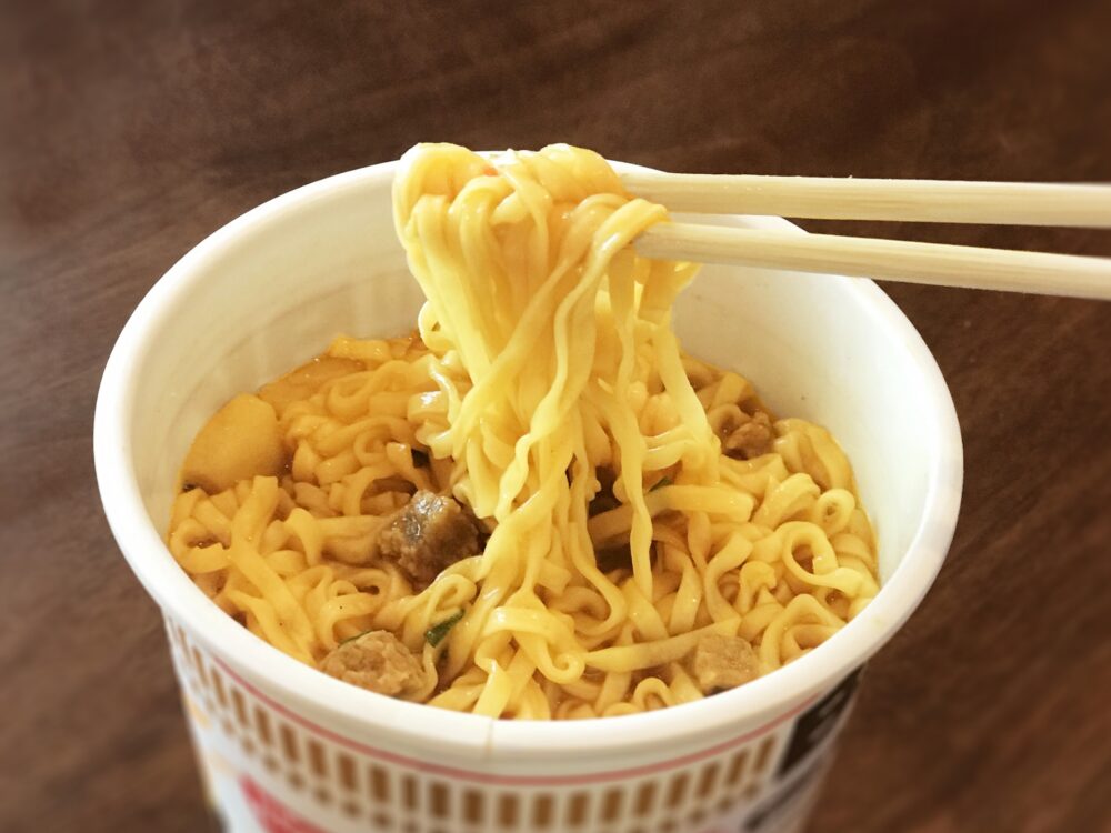A bowl of instant ramen, one of the famous Japanese inventions.